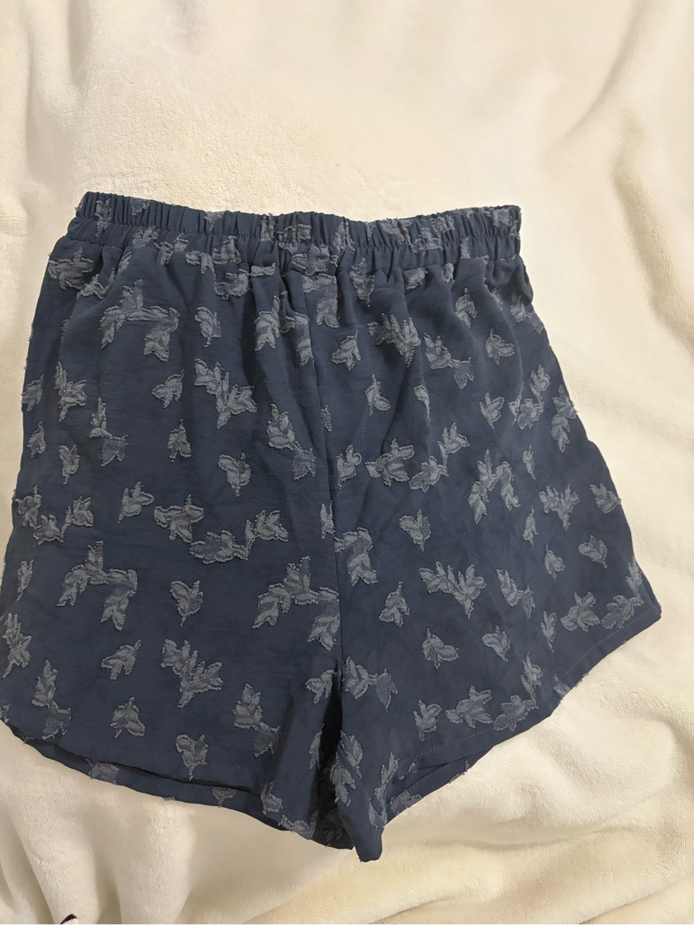 Easel Navy Textured Floral Shorts